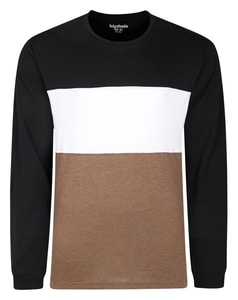 Bigdude Colour Block Long Sleeve T-Shirt TALL Black