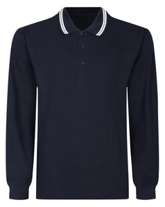 Bigdude Tipped Long Sleeve Polo Shirt Navy