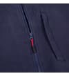 Thumbnail Navy fleece jacket zip and chest pocket detail.