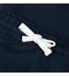Thumbnail Close-up of navy shorts with white drawstring at waist.