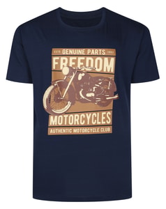 Bigdude Freedom Motorcycles Print Short Sleeve T-Shirt Navy