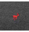 Thumbnail Close-up of red embroidered stag logo on charcoal sweatpants.