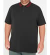 Thumbnail Model wearing charcoal polo with red tipped collar.