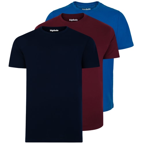 Bigdude 3 Pack Plain T-Shirts Multi Tall