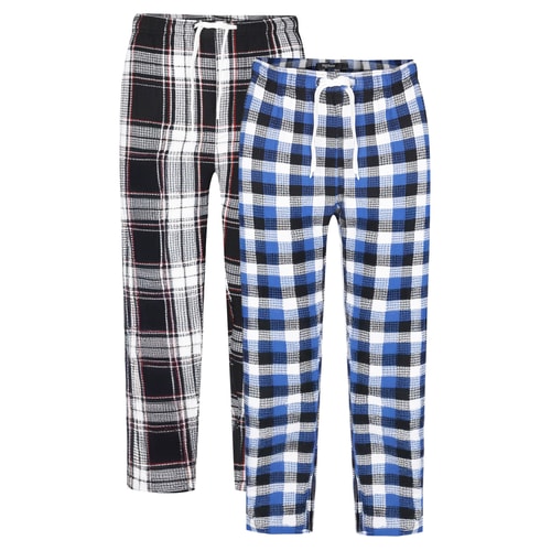 Twin pack PJ pants in black check and blue check.