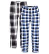 Thumbnail Twin pack PJ pants in black check and blue check.