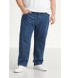 Thumbnail Blue stone wash elasticated waist jeans, front worn view.