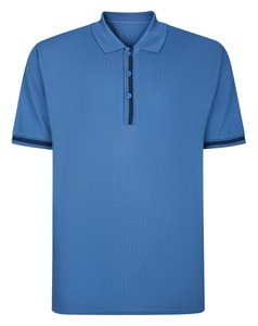 Bigdude Contrast Stripe Placket With Tipped Cuff Polo Shirt Dusty Blue