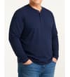 Thumbnail Navy long sleeve grandad T-shirt worn on model.
