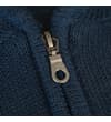 Thumbnail Close-up of silver zip pull on navy knitted hoody.