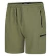 Thumbnail Khaki utility fleece shorts, angled front view.