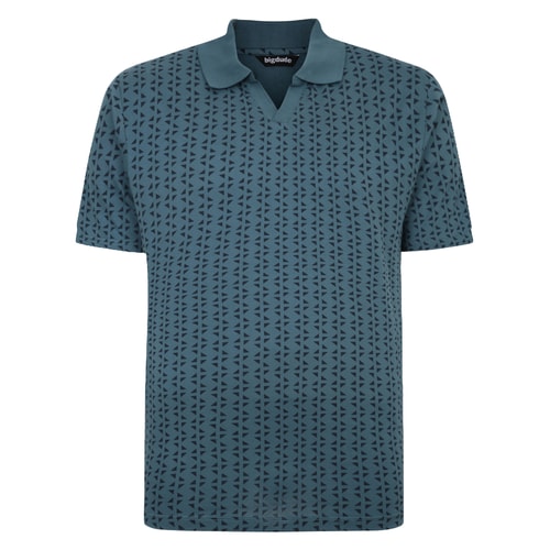 Bigdude Geometric Print Polo Shirt Petrol