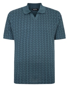 Bigdude Geometric Print Polo Shirt Petrol