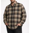 Thumbnail Sand checked flannel shirt worn with dark trousers.
