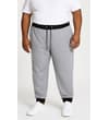 Thumbnail Model wearing grey marl sweatpants with black waistband and cuffs.