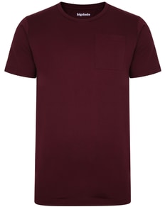 Bigdude Plain Crew Neck T-Shirt With Pocket Burgundy