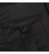 Thumbnail Close-up of black parka flap pocket with snap tab.