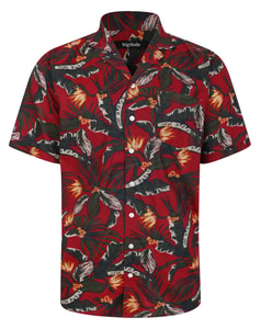 Bigdude Tropical Trees Viscose Relaxed Collar Shirt Pepper Red Tall