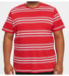 Thumbnail Red striped crew neck T-shirt shown on model.