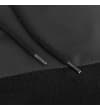 Thumbnail Close-up of black hood drawstring ends.