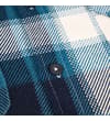 Thumbnail Close-up of teal check overshirt button placket detail.