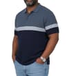 Thumbnail Model wearing denim blue colour block short sleeve polo.