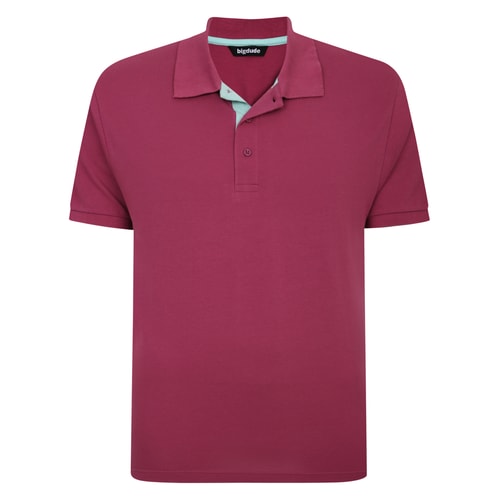 Bigdude Contrast Placket Polo Shirt Mauve