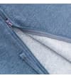 Thumbnail Close-up of dark denim hoody zip and soft inner lining.