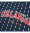 Thumbnail Close-up of Orlando Florida chest print on navy stripes.