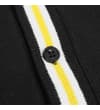 Thumbnail Close-up of black polo placket with white and yellow tipping.