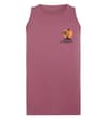 Thumbnail Mauve tank top with small palm tree chest print, front view.
