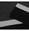 Thumbnail Close-up of charcoal polo with grey and black colour block.