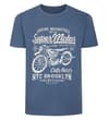 Thumbnail Denim marl crew neck T-shirt with white motorcycle print.