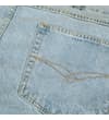 Thumbnail Rear pocket close-up on light blue jeans.