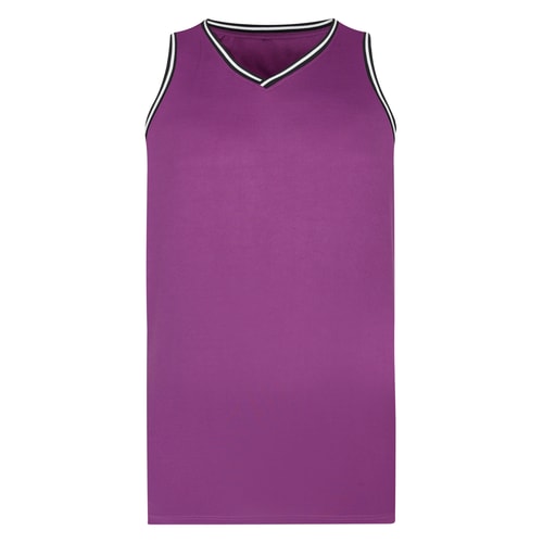 Deep purple basketball tank top, flat front view.