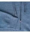 Thumbnail Close-up of dark denim hoody zip, drawstrings and cuff.