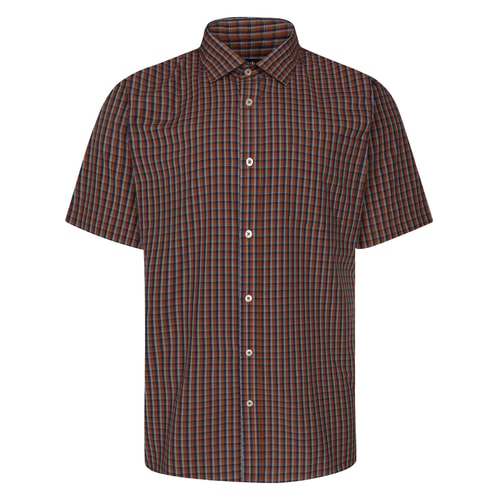 mens brown check dress shirt Mens Tonal Check Print Contrast Collar French Cuff Dress Shirt Set in Black 19½ 36/37 / Black main image 0