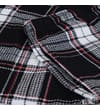 Thumbnail Black, white and red waffle check fabric close-up.