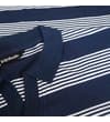 Thumbnail Close-up of navy polo collar with white stripes.