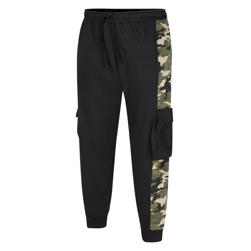 Bigdude Camo Trim Cargo Sweatpants Black