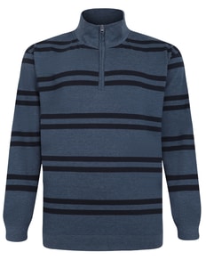 Bigdude Half-Zip Striped Jumper Denim