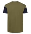 Thumbnail Back view of khaki T-shirt with navy short sleeves.