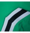 Thumbnail Close-up of green shorts hem with white and black tipping.