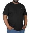 Thumbnail Model wearing black tall T-shirt with chest logo.