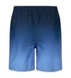 Thumbnail Navy to blue ombre swim shorts, flat back view.
