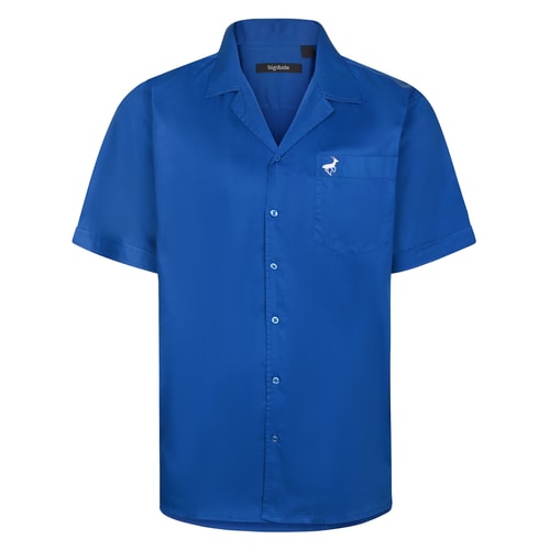 Bigdude Relaxed Collar Short Sleeve Shirt Deep Blue