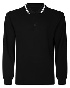 Bigdude Tipped Long Sleeve Polo Shirt Black