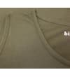 Thumbnail Close-up of the khaki tank top crew neck and armhole trim.