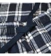 Thumbnail Navy and white checked PJ pants drawstring waistband close-up.