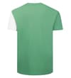 Thumbnail Back view of green T-shirt with white left sleeve.